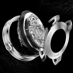 Lucky Harvey Dragon automaton Watch – Hand-Engraved 925 Silver Dragon with 999 Gold Bead Display