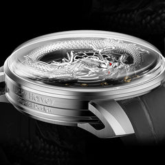 Lucky Harvey Dragon automaton Watch – Hand-Engraved 925 Silver Dragon with 999 Gold Bead Display