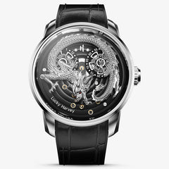 Lucky Harvey Dragon automaton Watch – Hand-Engraved 925 Silver Dragon with 999 Gold Bead Display