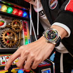 Lucky Harvey Interactive Game Rose Gold Watch with Fruit Arcade Dial – Automatic Movement, Limited Edition