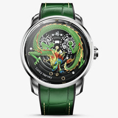 Lucky Harvey Dragon automaton Watch – Hand-Engraved 925 Silver Dragon with 999 Gold Bead Display