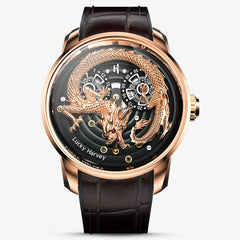 Lucky Harvey Dragon automaton Watch – Hand-Engraved 925 Silver Dragon with 999 Gold Bead Display