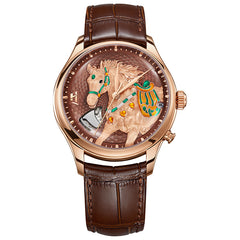 【Limited 100pcs】2026 Chiming Automaton Horse Watch Grade 5 Titanium Alloy Brown