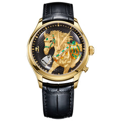 【Limited 100pcs】2026 Chiming Automaton Horse Watch Grade 5 Titanium Alloy Blue