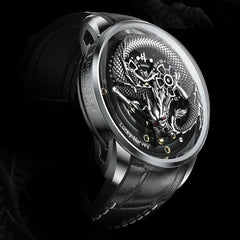 Lucky Harvey Dragon automaton Watch – Hand-Engraved 925 Silver Dragon with 999 Gold Bead Display