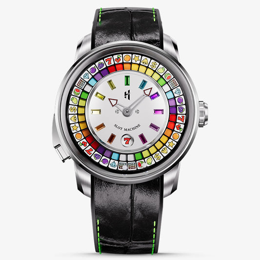 Lucky Harvey Interactive Game Silver Watch with Fruit Arcade Dial – Automatic Movement, Limited Edition