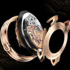 Lucky Harvey Dragon automaton Watch – Hand-Engraved 925 Silver Dragon with 999 Gold Bead Display
