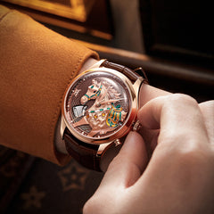 【Limited 100pcs】2026 Chiming Automaton Horse Watch Grade 5 Titanium Alloy Brown