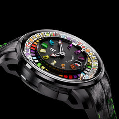 Lucky Harvey Interactive Game Black Watch with Fruit Arcade Dial – Automatic Movement, Limited Edition