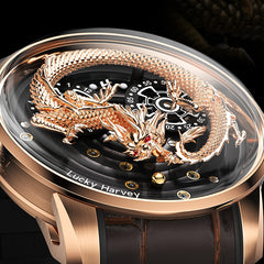 Lucky Harvey Dragon automaton Watch – Hand-Engraved 925 Silver Dragon with 999 Gold Bead Display