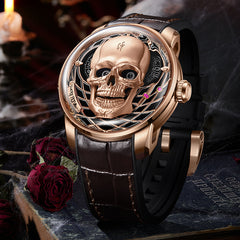 Lucky Harvey Limited Edition Gothic Skull automaton Watch – Handcrafted 925 Silver Skull with Moving Jaw