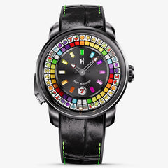 Lucky Harvey Interactive Game Black Watch with Fruit Arcade Dial – Automatic Movement, Limited Edition