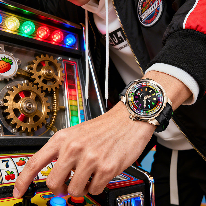 Lucky Harvey Interactive Game Silver Watch with Fruit Arcade Dial – Automatic Movement, Limited Edition