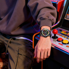 Lucky Harvey Interactive Game Black Watch with Fruit Arcade Dial – Automatic Movement, Limited Edition