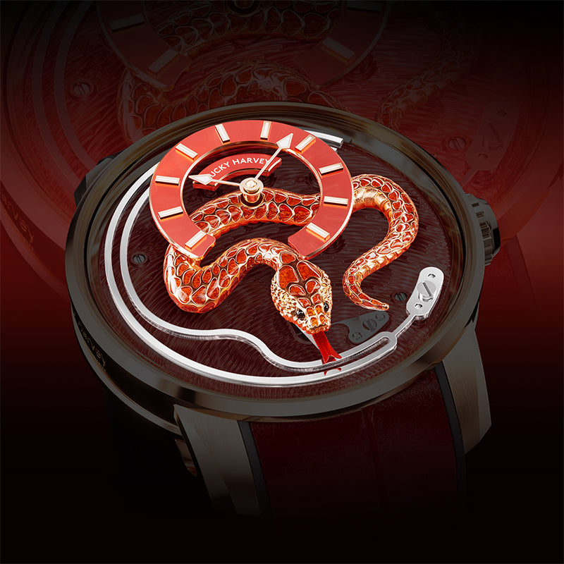 Lucky Harvey Enamel Snake Action Figure Mechanical Watch