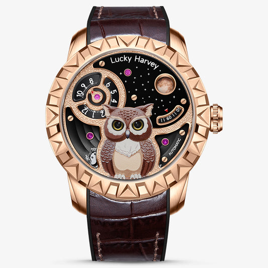 Lucky Harvey Owl automaton Watch –  Animated Dial & Lunar Eclipse Design