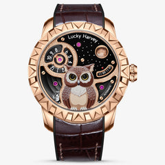 Lucky Harvey Owl automaton Watch –  Animated Dial & Lunar Eclipse Design