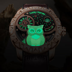 Lucky Harvey Owl automaton Watch –  Animated Dial & Lunar Eclipse Design