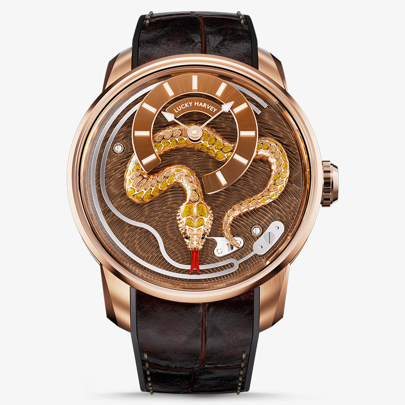 Lucky Harvey Enamel Snake Action Figure Mechanical Watch