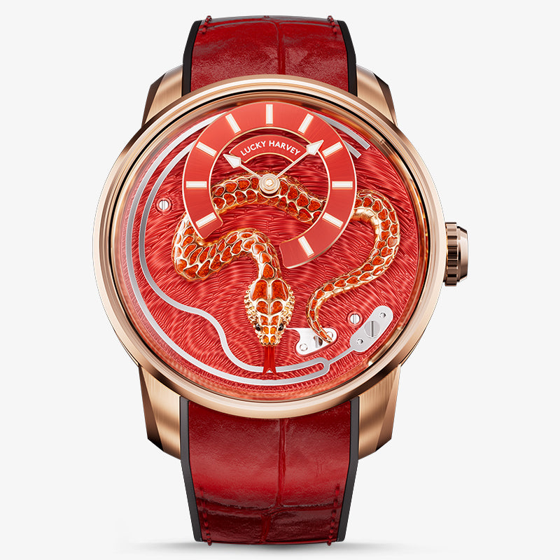 Lucky Harvey Enamel Snake Action Figure Mechanical Watch