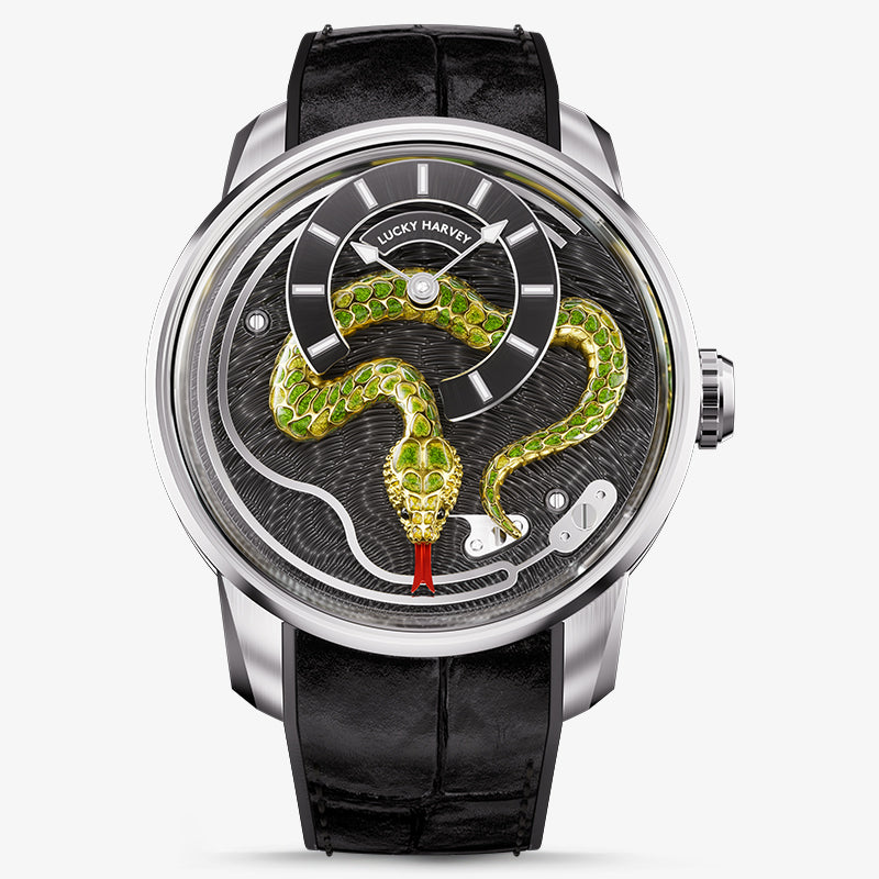 Lucky Harvey Enamel Snake Action Figure Mechanical Watch