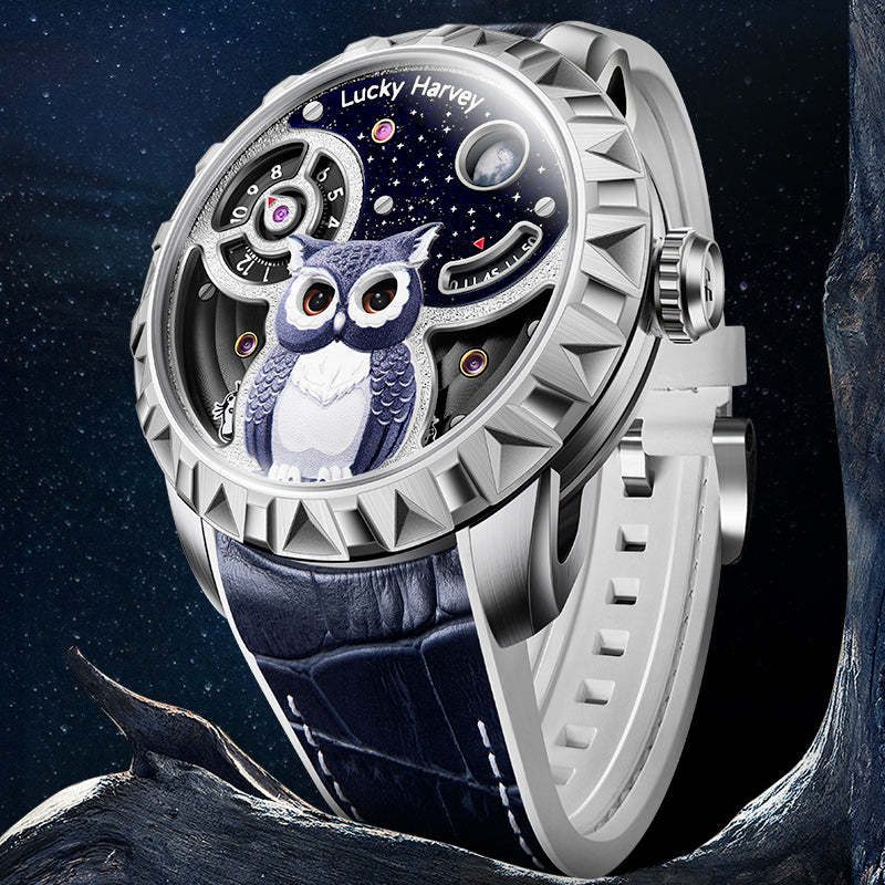 Lucky Harvey Owl automaton Watch –  Animated Dial & Lunar Eclipse Design