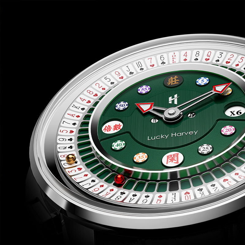 Lucky Harvey Poker Roulette Automatic Watch –  52-Card Dial & Dual 18K Gold Spinning Balls for a True Roulette Experience