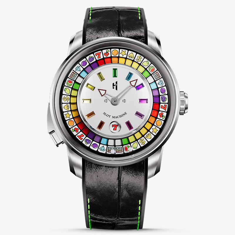 Lucky Harvey Interactive Game Silver Watch with Fruit Arcade Dial – Automatic Movement, Limited Edition
