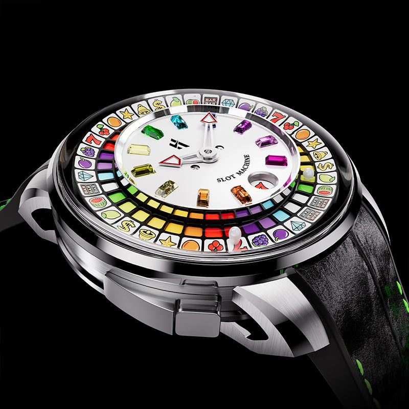 Lucky Harvey Interactive Game Silver Watch with Fruit Arcade Dial – Automatic Movement, Limited Edition