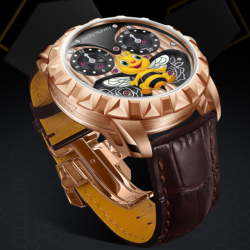 Lucky Harvey Honey Bee automaton Watch – Hourly Wing Movement & Luminous Dial, Combining Elegance and Precision