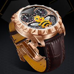 Lucky Harvey Honey Bee automaton Watch – Hourly Wing Movement & Luminous Dial, Combining Elegance and Precision