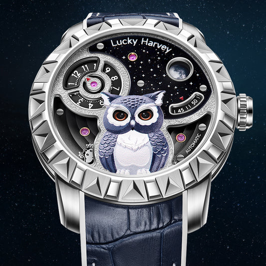 Lucky Harvey Owl automaton Watch –  Animated Dial & Lunar Eclipse Design