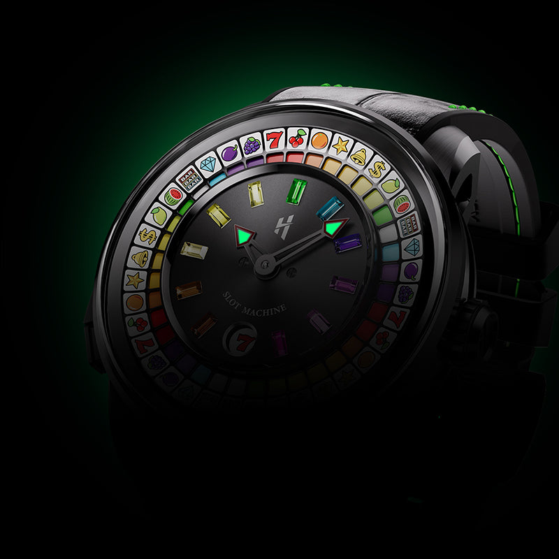 Lucky Harvey Interactive Game Black Watch with Fruit Arcade Dial – Automatic Movement, Limited Edition